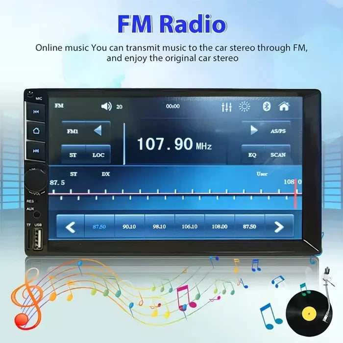 7 2DIN Touchscreen Car Stereo Black