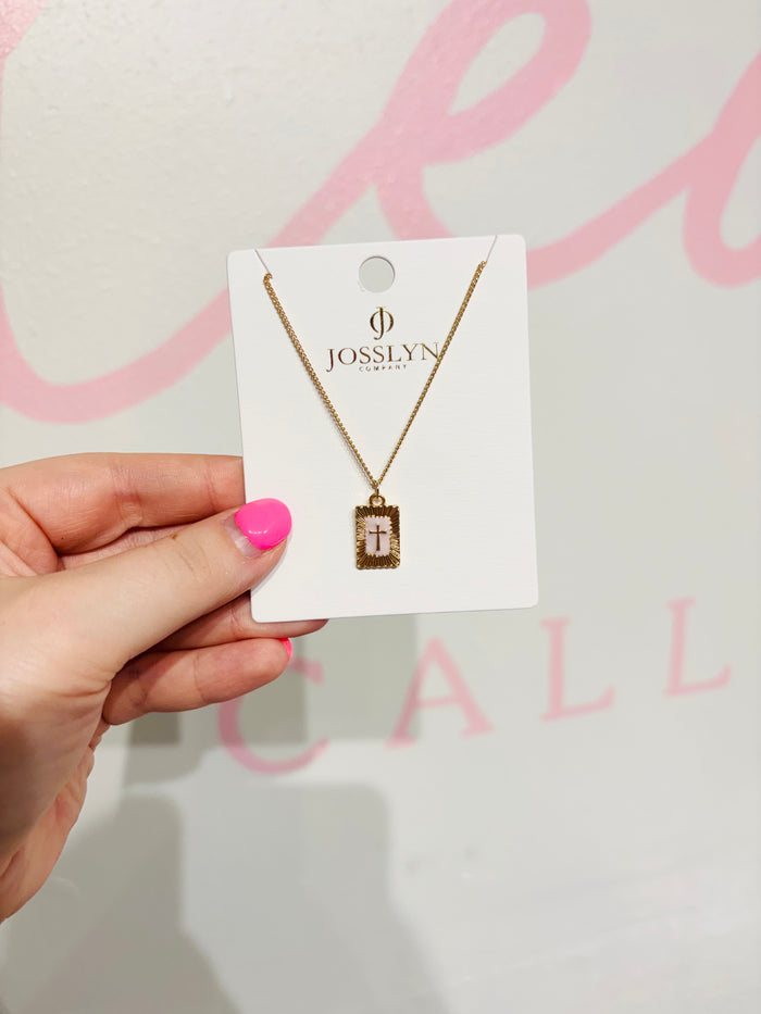 Pink Cross Necklace