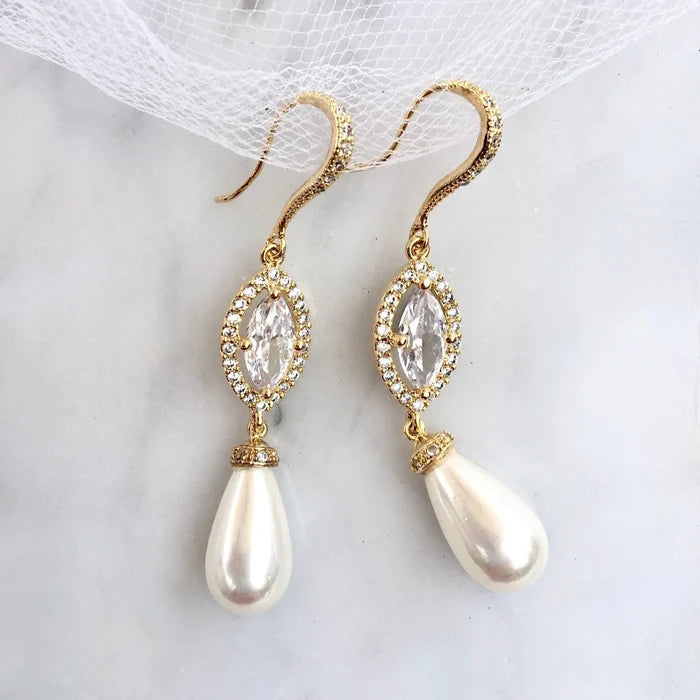 Wedding Hair Accessories - Freshwater Pearl Bridal Headband and Earrings Set - Available in Gold and Silver