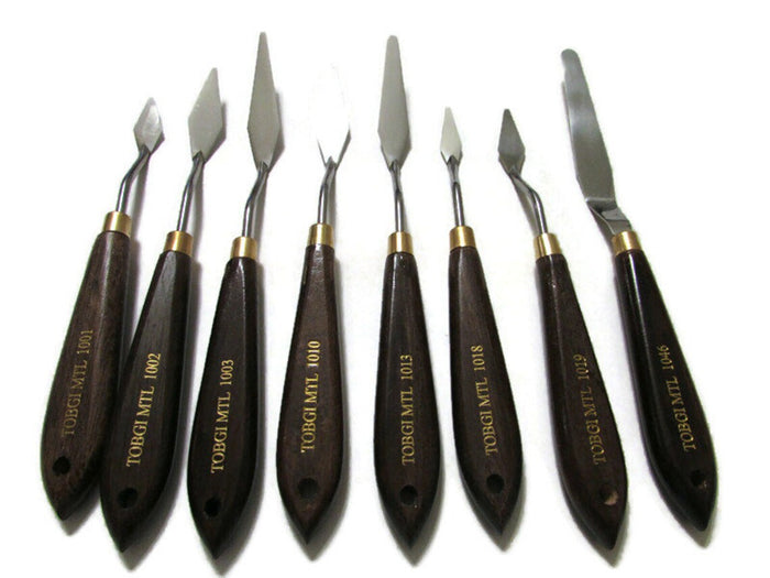 Assortment of 8pcs --Artists painting Palette Knifes With Wooden Handles
