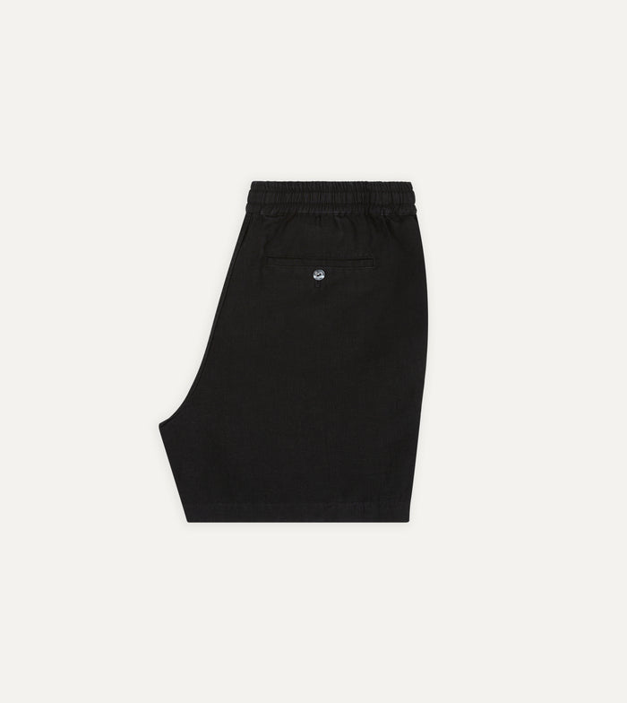 Black Linen Drawstring Shorts