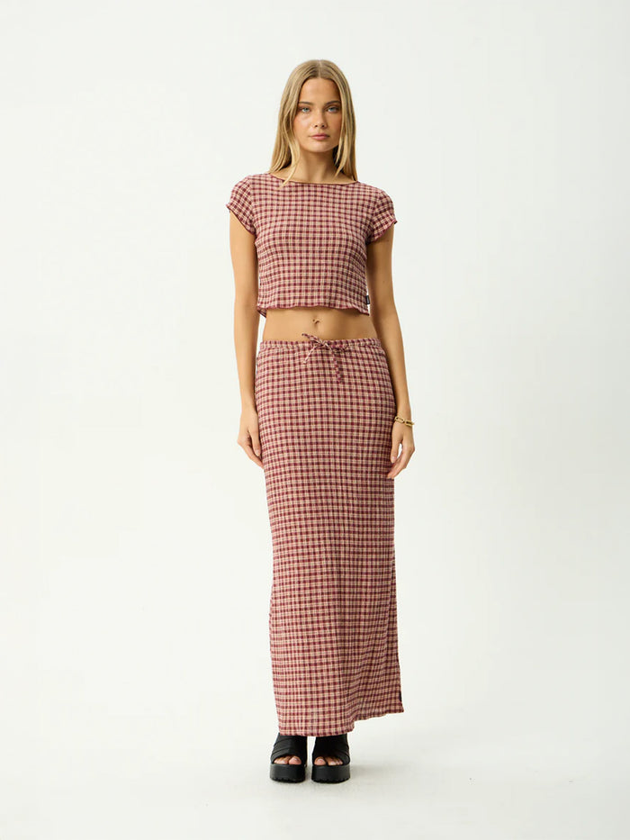 Capricorn - Hemp Seersucker Top | Burgundy Beige Stripe-Image 6