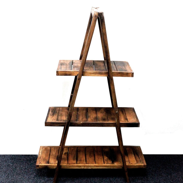 Folding Wooden A-Frame Shelf Brown