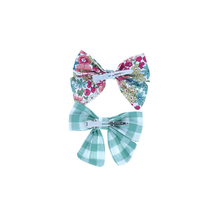 Le petit Souk - Hair Clips - Hair Clips - Bow - Floral/Check - Back