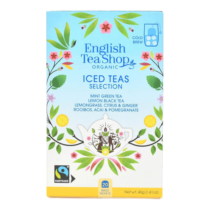 A box of organic tea blends designed for iced teas.