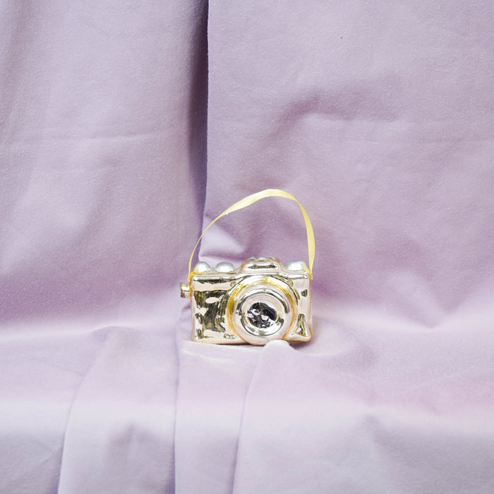 Kerstversiering - Kersthanger - Camera - Glas - Goud - 8,5x4cm