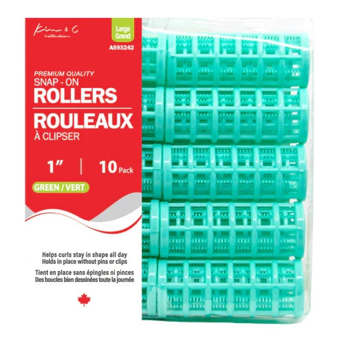 KIM & C Snap-On Rollers - Large 10 Ct (1" Green)