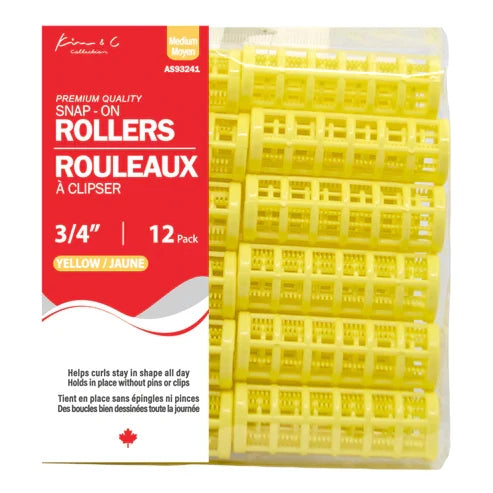 KIM & C Snap-On Rollers - Medium 12 Ct (3/4" Yellow)