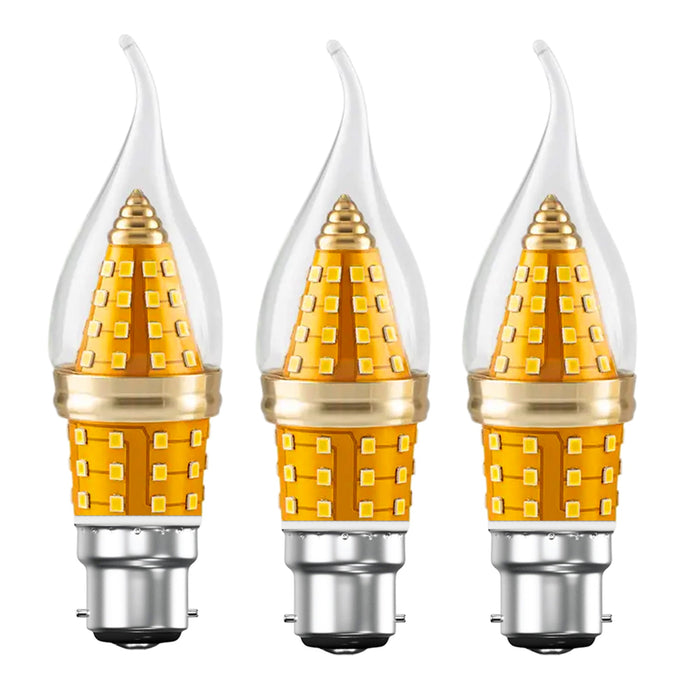 LED C35 B22 Candle Bulb 12W Amber Flame Tip 3-Colour Light ~5419