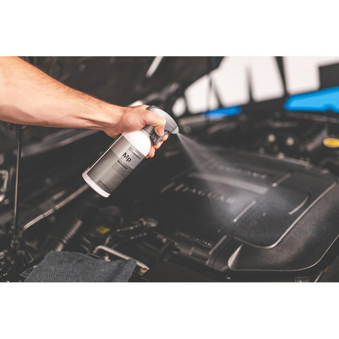 Koch Chemie Motorplast 500ml Demo spraying on a vehicle.
