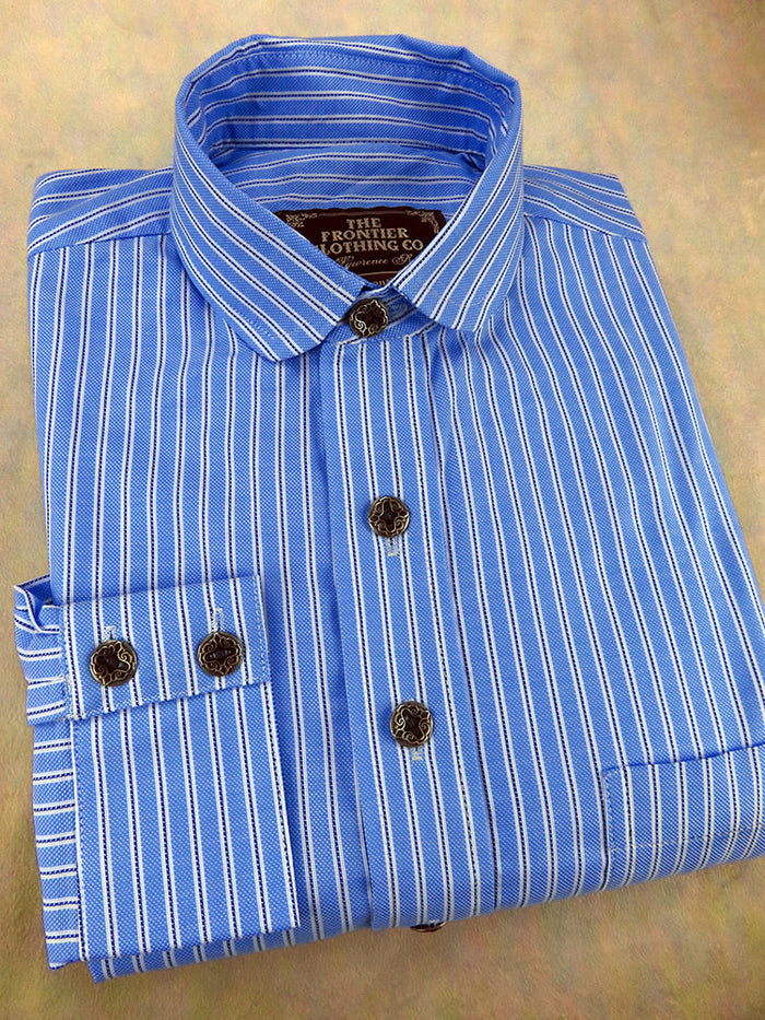 Sky Blue and White Dotted Stripe Men's Dakota Shirt