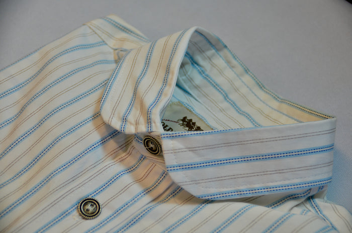White with Blue Ticking Stripe - Men's Dakota Shirt