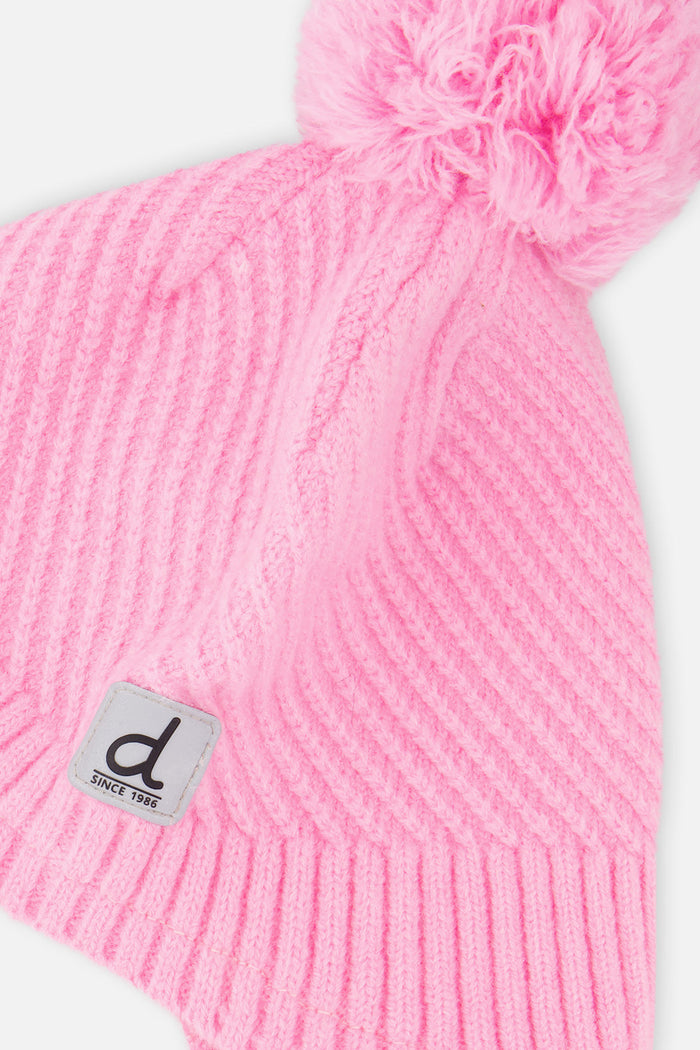 Winter Peruvian Knit Hat With Pompom Pink-3