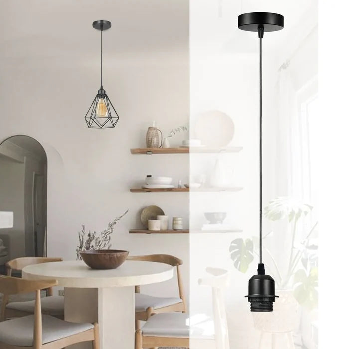 10Pack Black Pendant Light,E27 Lamp Holder Ceiling Hanging Light,PVC Cable~4255