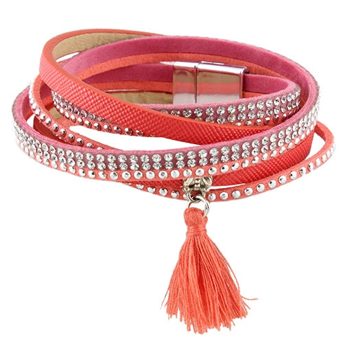 4107 - Tassel Layered Bracelet - Coral