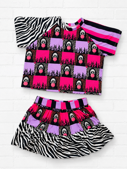 4T RTS aurora skirt & modest crop raglan (NO attached bikers)