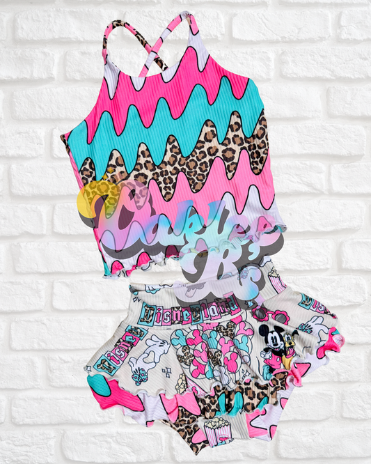4T RTS Brielle REVERSIBLE top & 2 tier skirted bummies
