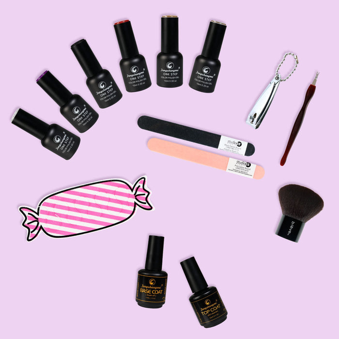 6 Colors Gel Nail Polish Kit with Essential Nail Tools_Sassy Berries - ikatehouse