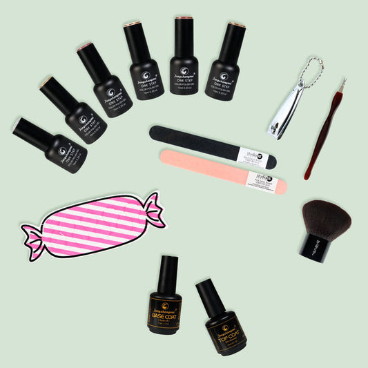 6 Colors Gel Nail Polish Kit with Essential Nail Tools_Warm Blush Shade - ikatehouse