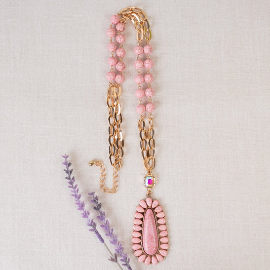 92138 - Squash Blossom Necklace - Pink
