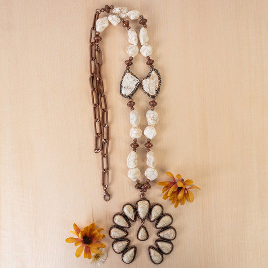 92160 - Squash Blossom Necklace - Ivory & Copper