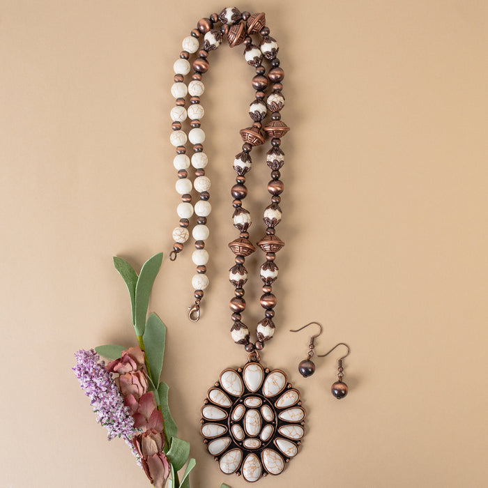 92170 - Squash Blossom Necklace - Ivory & Copper
