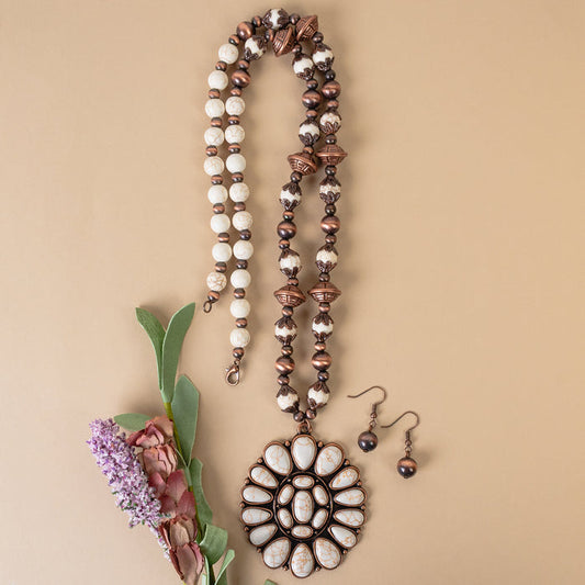 92170 - Squash Blossom Necklace - Ivory & Copper
