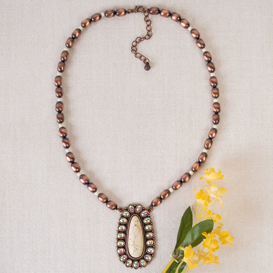 92189 - Squash Blossom Necklace - Ivory & Copper