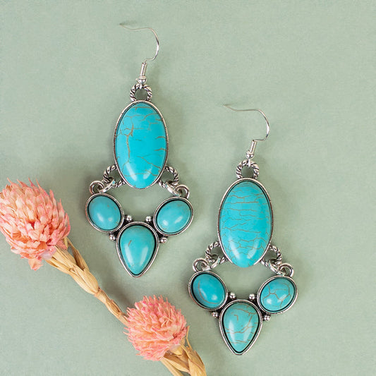 93475 - Squash Blossom Earrings - Turquoise & Silver