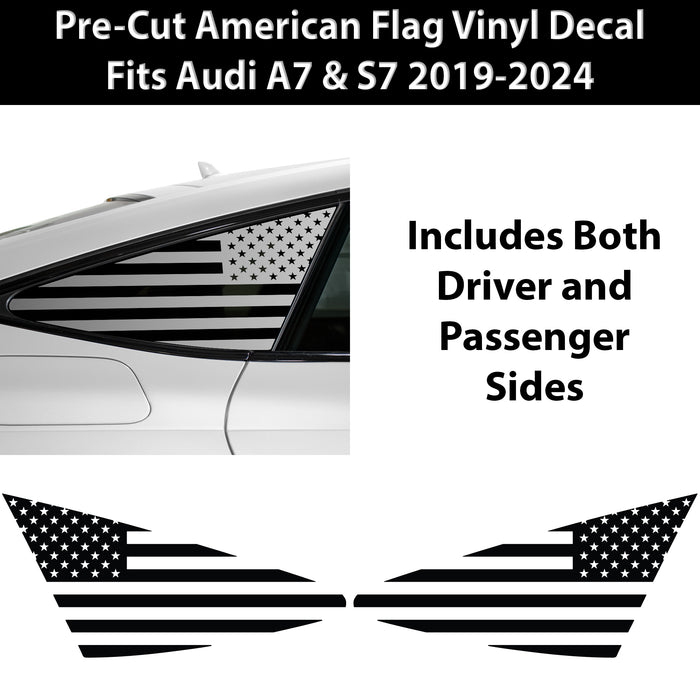 Quarter Window American Flag Vinyl Decal Stickers Fits Audi A7 & S7 Sportback 2019 - 2025 - Bogar Tech Designs