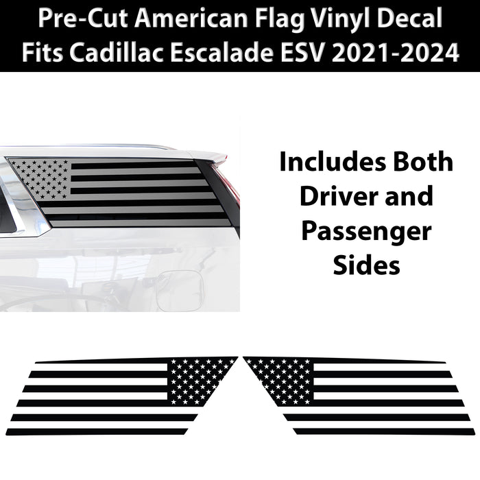 Quarter Window American Flag Vinyl Decal Stickers Fits Cadillac Escalade ESV 2021 - 2025 - Bogar Tech Designs