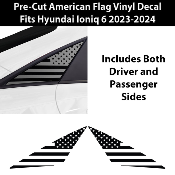 Quarter Window American Flag Vinyl Decal Stickers Fits Hyundai Ioniq 6 2023 - 2025 - Bogar Tech Designs