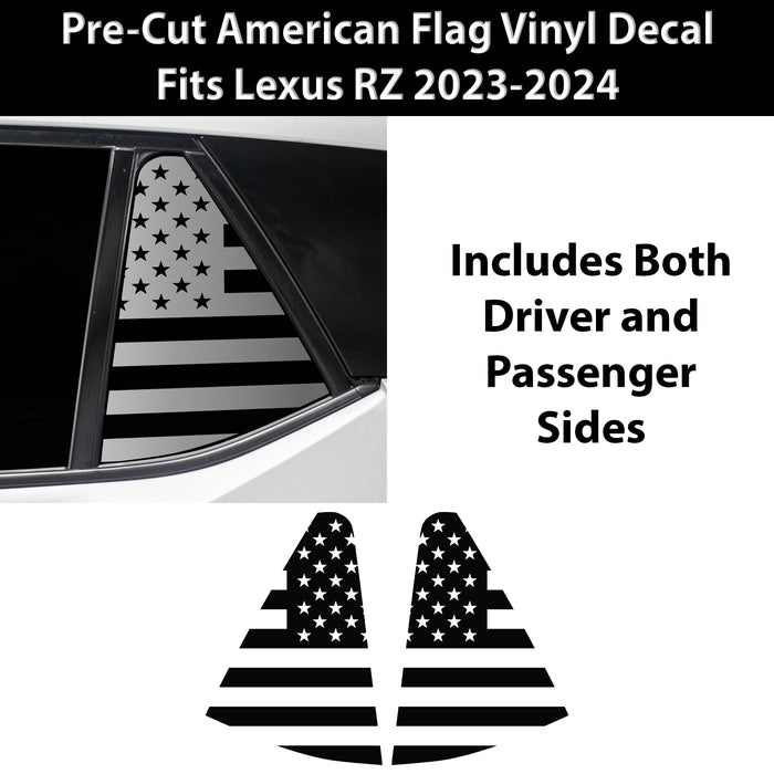 Quarter Window American Flag Vinyl Decal Stickers Fits Lexus RZ 2023 - 2025 - Bogar Tech Designs