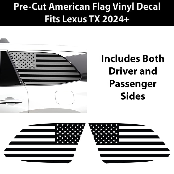 Quarter Window American Flag Vinyl Decal Stickers Fits Lexus TX 2024 - 2025 - Bogar Tech Designs