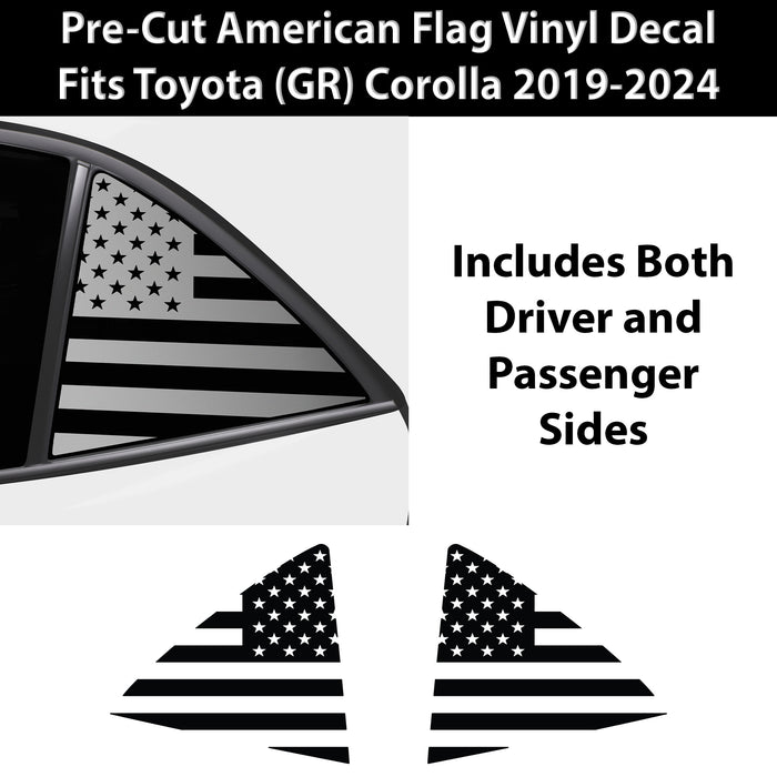 Quarter Window American Flag Vinyl Decal Stickers Fits Toyota Corolla Hatchback 2019 - 2025 - Bogar Tech Designs