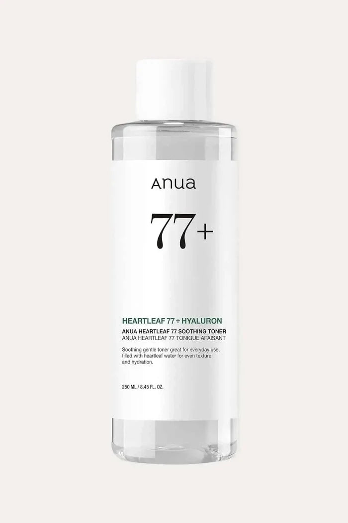 Anua Heartleaf 77% Soothing Toner bottle, widely recognized as the best toner for acne prone skin due to its calming properties.