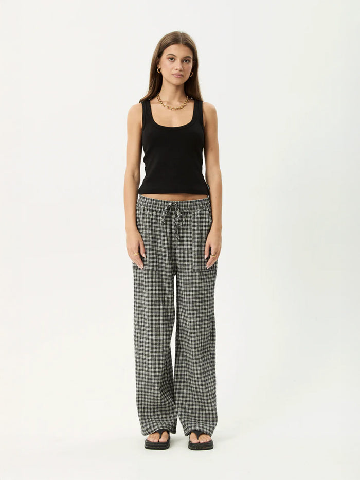 Asta - Seersucker Wide Leg Pant | Steel Check-Image 1
