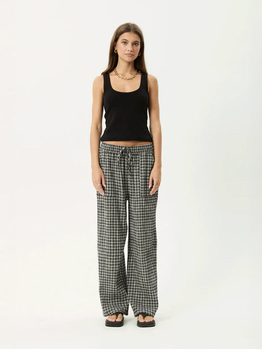 Asta - Seersucker Wide Leg Pant | Steel Check-Image 1