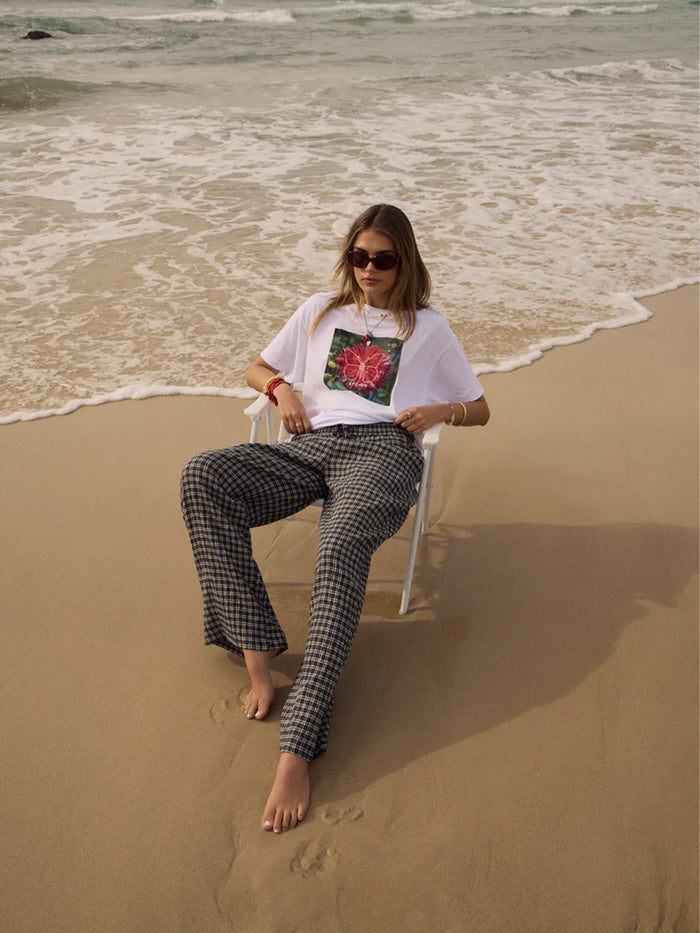 Asta - Seersucker Wide Leg Pant | Steel Check-Image 2