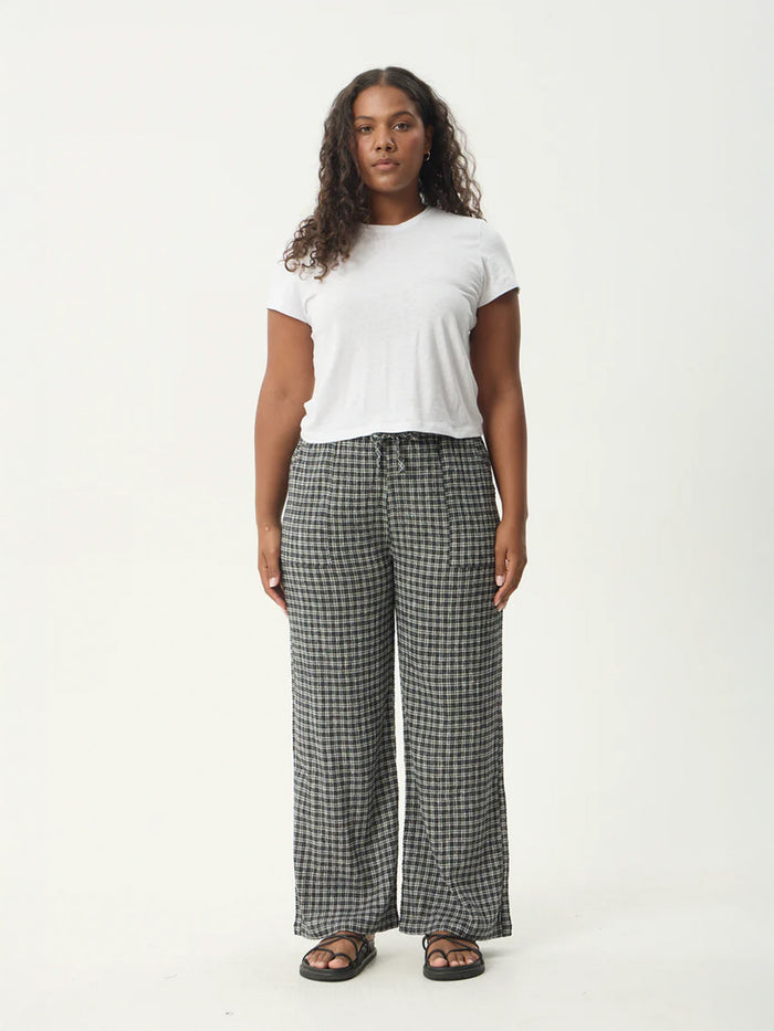 Asta - Seersucker Wide Leg Pant | Steel Check-Image 5