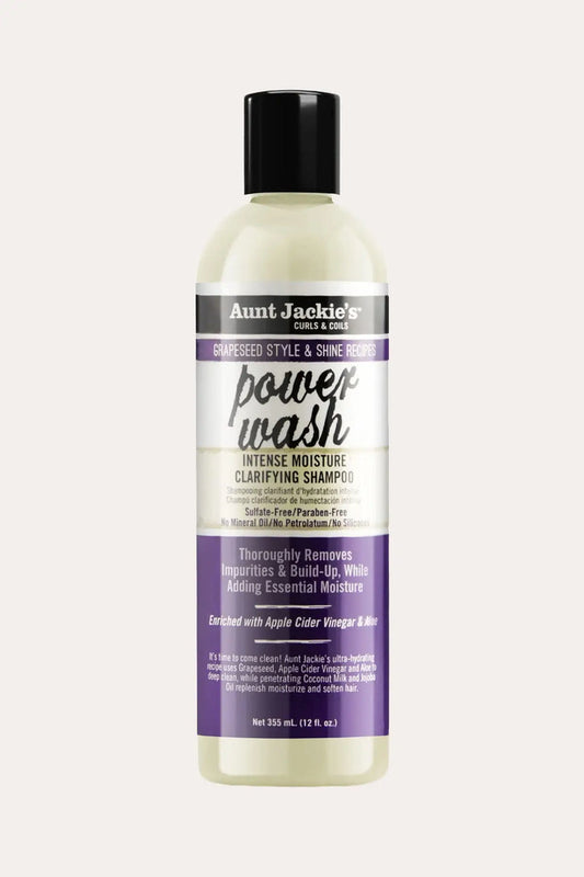 AUNT JACKIE'S GRAPESEED STYLE & SHINE RECIPES POWER WASH INTENSE MOISTURE SHAMPOO 12oz AUNT JACKIE'S