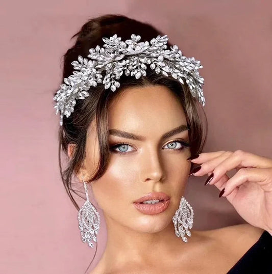 Wedding Hair Accessories - Silver Crystal and Pearl Bridal Headdress