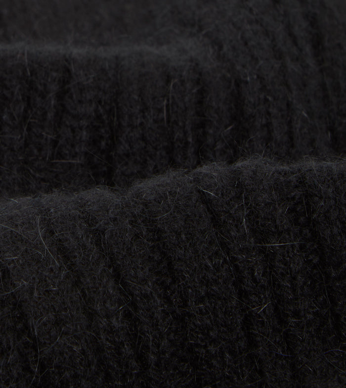 Black Geelongora Ribbed Knit Cap