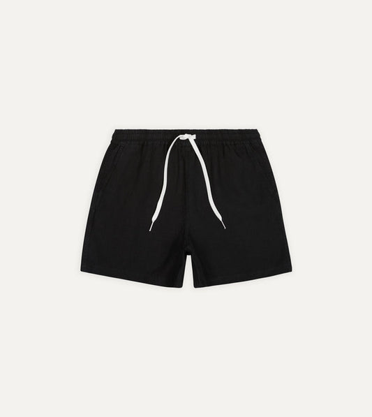 Black Linen Drawstring Shorts