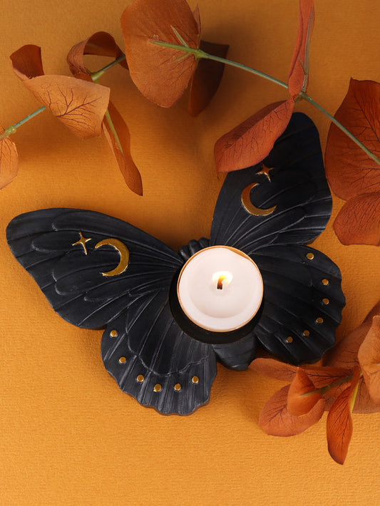 Black Moth Tealight Candle Holder | One Colour-Image 1