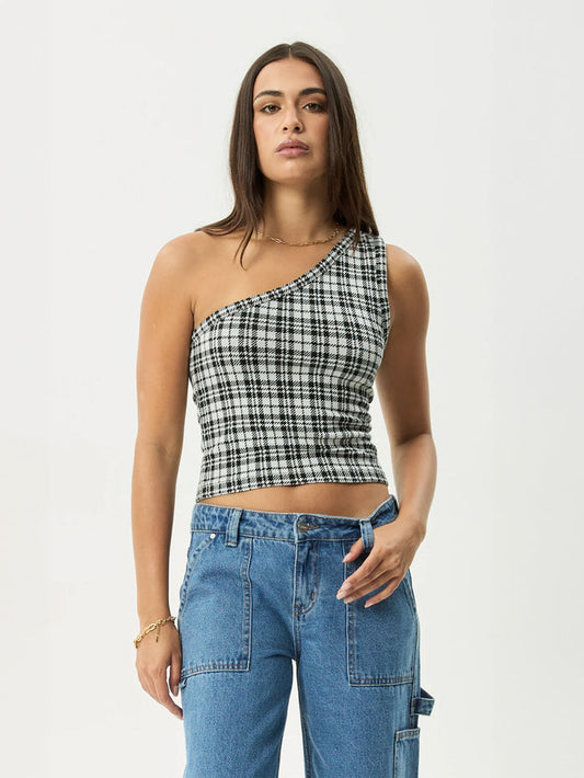 Blair - Recycled One Shoulder Top | Black/White-Image 1