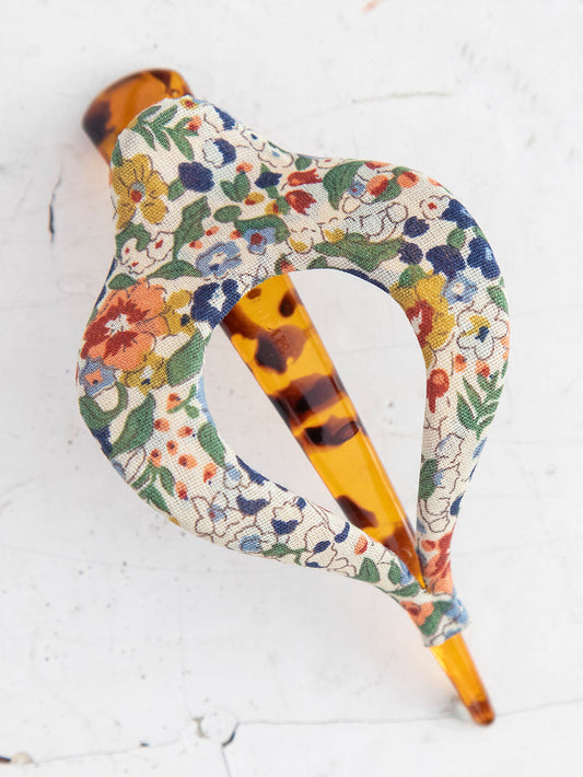 Floral Fabric Boho Hair Clip - Cream-view 1