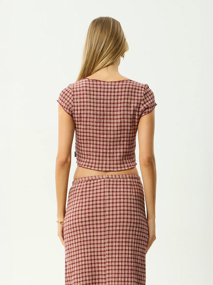 Capricorn - Hemp Seersucker Top | Burgundy Beige Stripe-Image 4