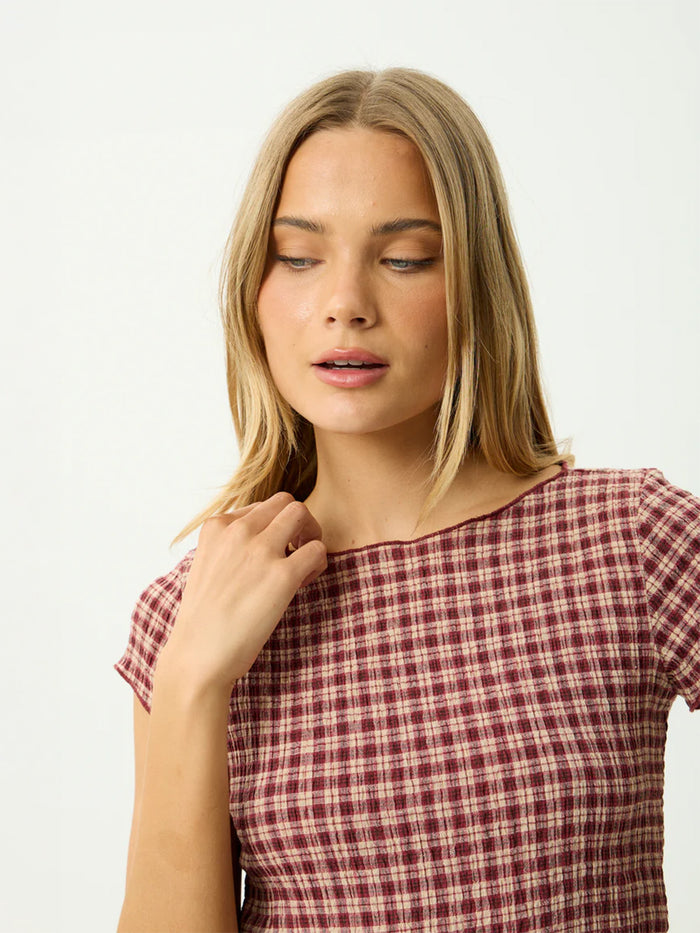Capricorn - Hemp Seersucker Top | Burgundy Beige Stripe-Image 5