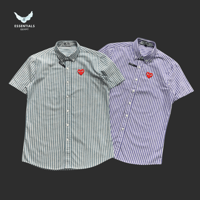 CDG Play Shirt – Striped Red Heart - ESSENTIALS EGYPT
